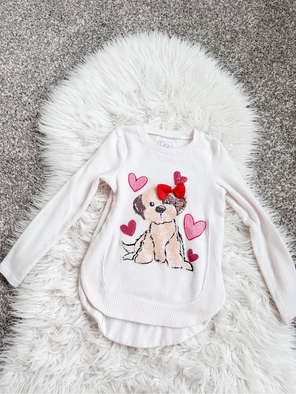 Colortree Sequin Puppy Valentine Sweater Size 4